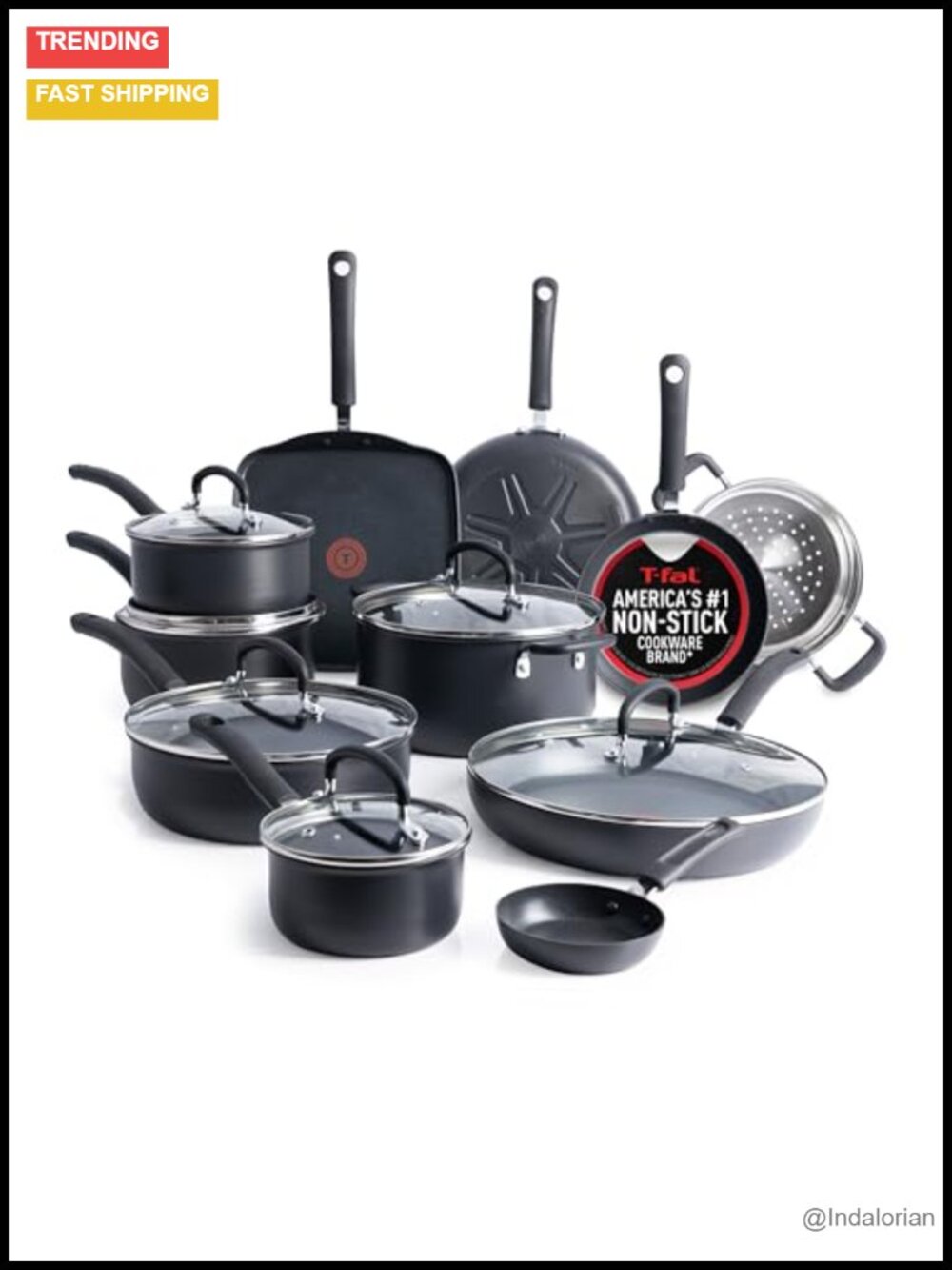 17-Piece Non Stick Cookware Set Titanium Coating Thermo-Spot